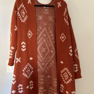 Rust Geometric Pattern Women’s Sweater